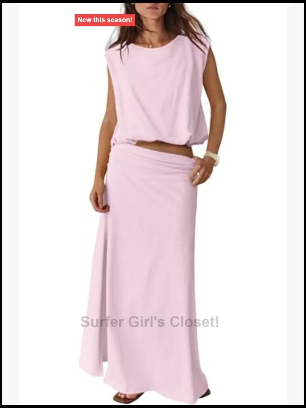 Women's 2 Piece Skirt Set Sleeveless Tank Top Maxi Skirt Travel Outfit